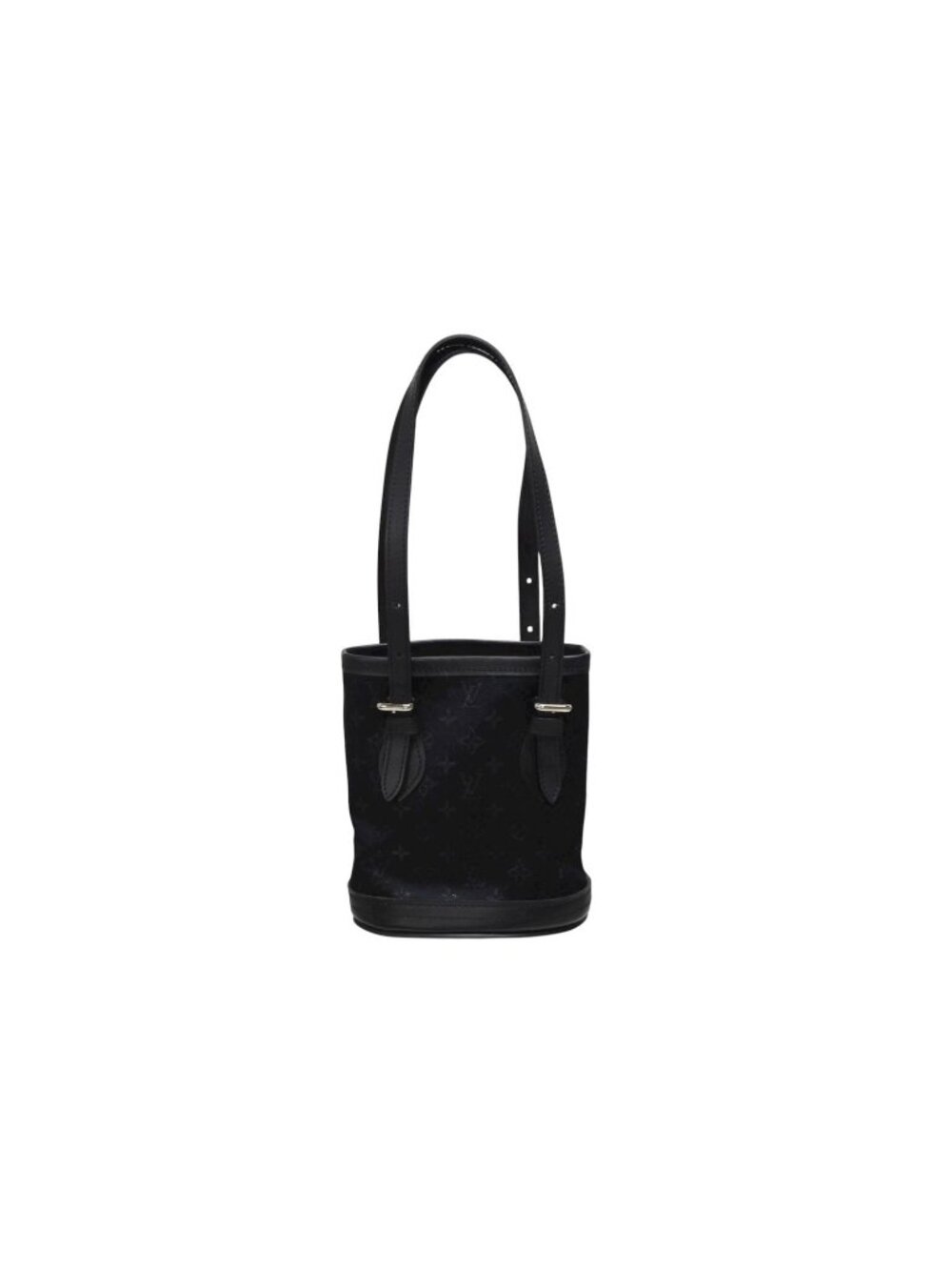 Louis Vuitton Monogram Satin Little Bucket Handbag Leather Black Silver